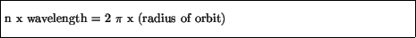 \fbox{\parbox{4.5in}{\vspace*{7pt}n x wavelength = 2 $\pi$\space x (radius of orbit)\vspace*{7pt}}}