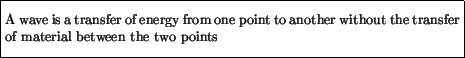 \fbox{\parbox{4.5in}{\vspace*{7pt}A wave is a transfer of energy from one point to another without
the transfer of material between the two points\vspace*{7pt}}}